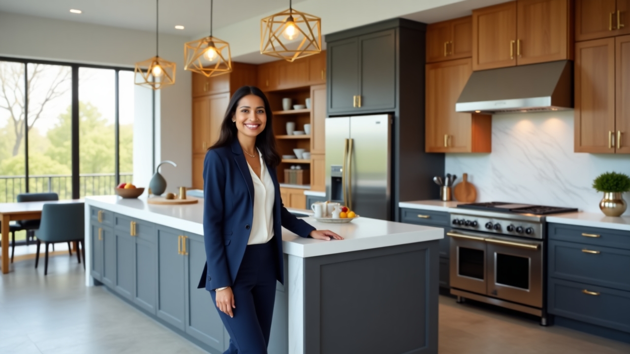 Contemporary kitchen with central island